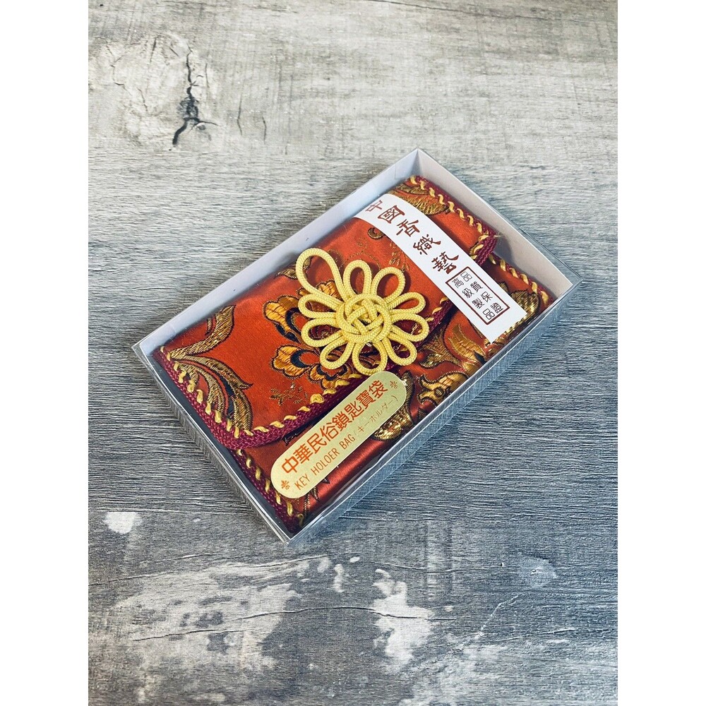 New Vintage Red Asian Key Holder Money Change Purse